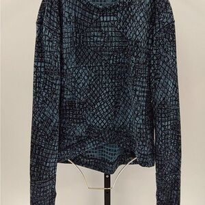 lululemon athletica Black and Teal Grid-Pattern Long Sleeve Tee